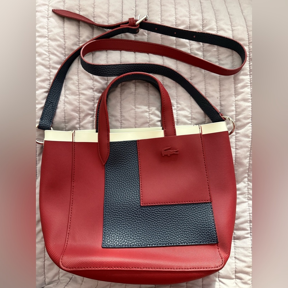 Lacoste Two-Tone Red and Blue Shoulder Bag